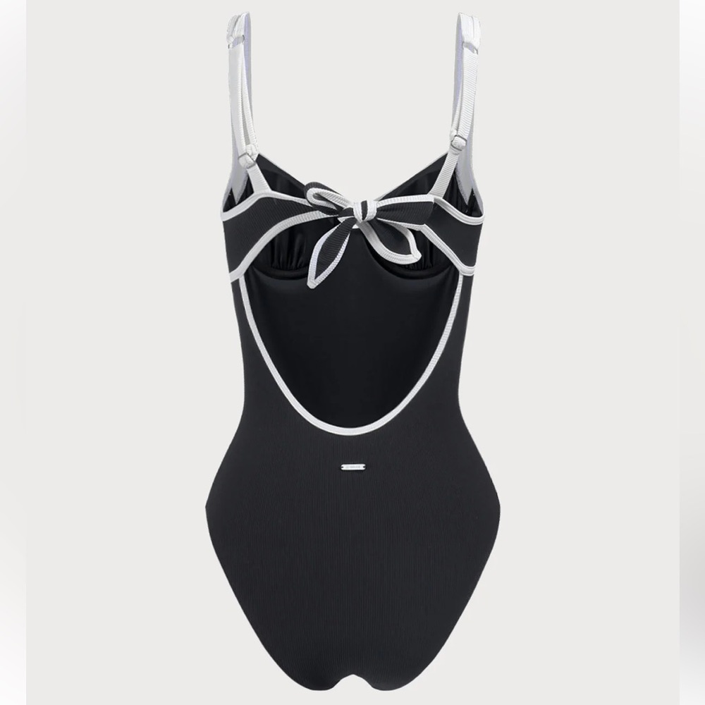 Berlook Contrast Trim Knotted One-Piece Swimsuit - Picture 7 of 9